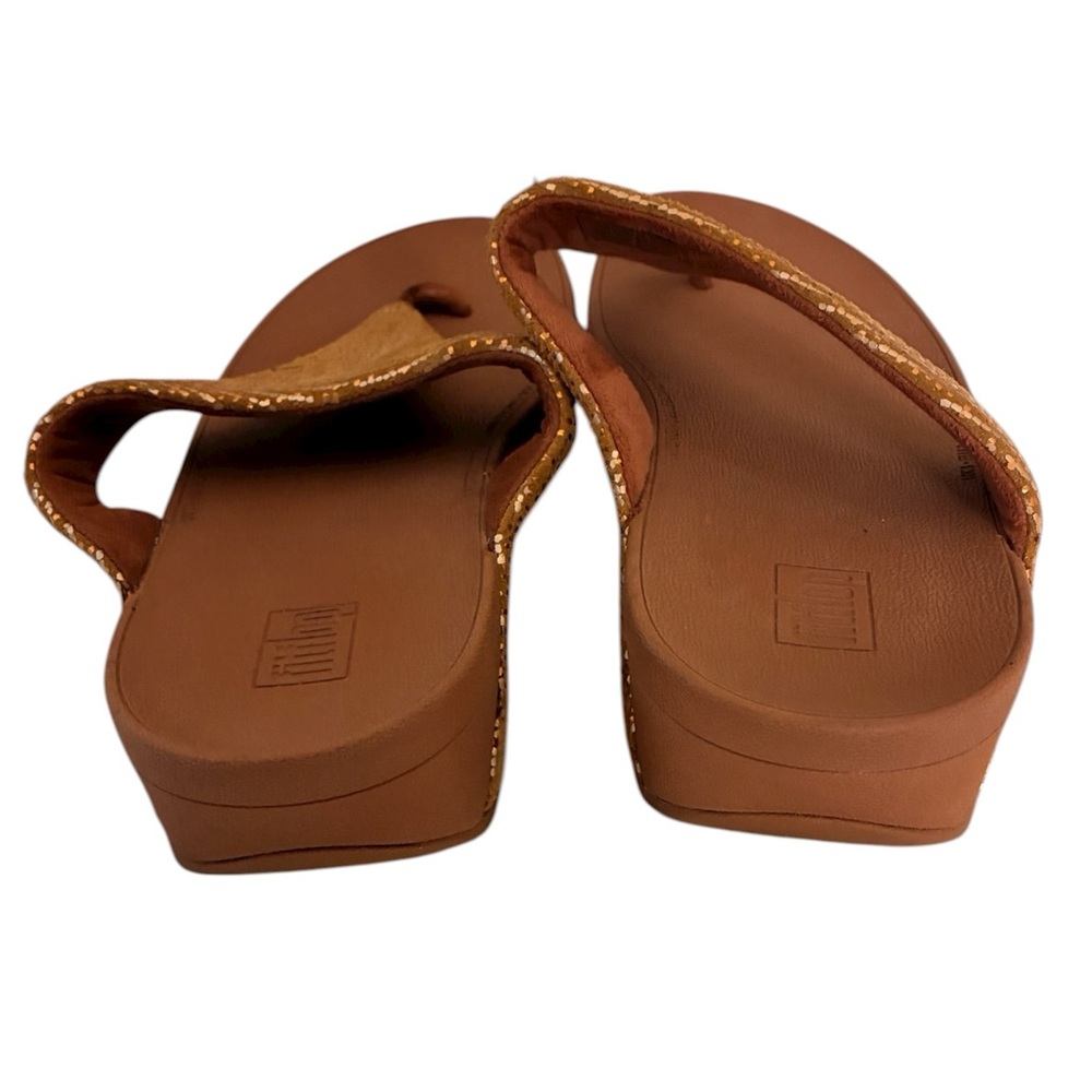 Fitflop | Lottie chain print in baked yellow wedge flip flop sandals - Picture 5 of 10